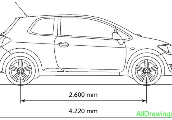 Toyota Auris (2007) (Тоёта Аурис (2007)) - чертежи (рисунки) автомобиля
